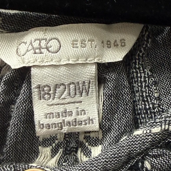 Cato Gray Floral Stripe Peasant Blouse Puff Sleeve Boho 18/20W - Picture 4 of 8